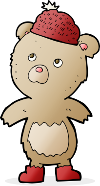 Bir insan tarafından çizilmiş şapkalı çizgi film ayısı.