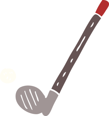 Bir insan tarafından çizilmiş karalama golf sopası ve top.