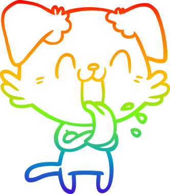 Gökkuşağı gradyan çizgi çizimi Bir insan tarafından çizilmiş nefes nefese bir köpek