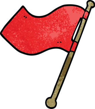 Bir insan tarafından çizilmiş kırmızı bayrak.