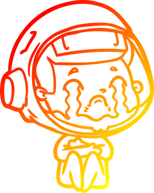 Bir insan tarafından çizilmiş, ağlayan bir astronotun sıcak çizgi çizimi