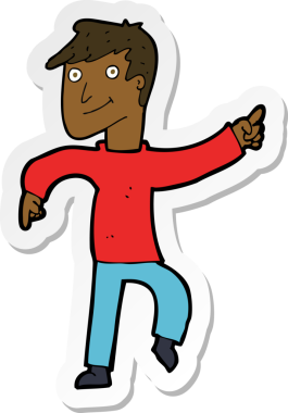 Bir insan tarafından çizilmiş mutlu bir adamın çıkartması.