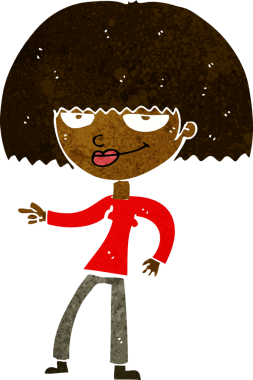 Bir insan tarafından çizilmiş mutlu kadın çizgi filmi.