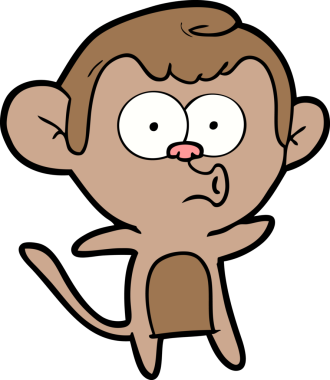 Bir insan tarafından çizilmiş, şaşırmış maymun çizgi filmi.