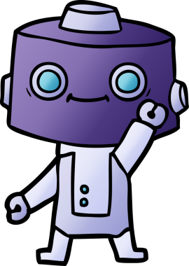 Bir insan tarafından çizilmiş çizgi film robotu