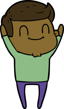 Bir insan tarafından çizilmiş çizgi film dostu bir adam.