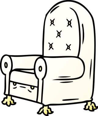 Bir insan tarafından çizilmiş mavi bir koltuğun gradyan karikatürü.