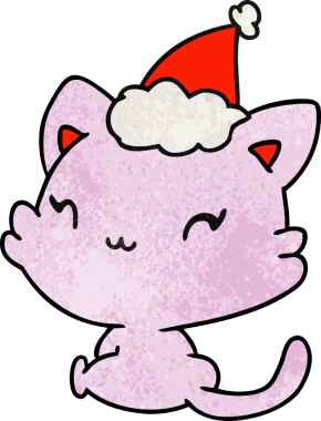 Bir insan tarafından çizilmiş kawaii kedisinin el yapımı karikatürü.