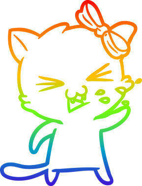gökkuşağı gradyanı çizimi bir insan tarafından çizilmiş çizgi film kedisi