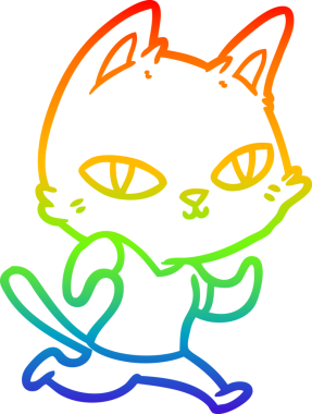 Gökkuşağı gradyan çizgi çizimi Bir insan tarafından çizilen çizgi film kedisi