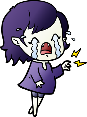 Bir insan tarafından çizilmiş ağlayan vampir kız çizgi filmi.