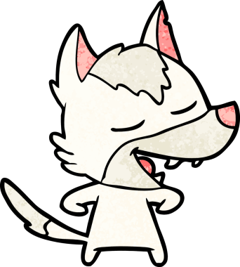 Bir insan tarafından çizilmiş gülen bir kurt.