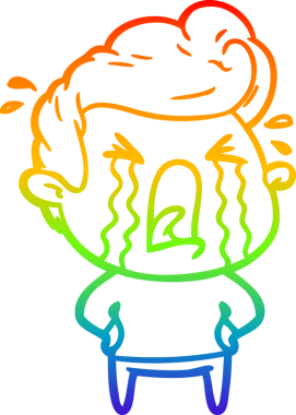 Bir insan tarafından çizilmiş ağlayan bir adamın çizdiği gökkuşağı gradyan çizgisi.