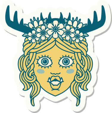 Bir insan tarafından çizilmiş bir ork Druid karakterinin çıkartması