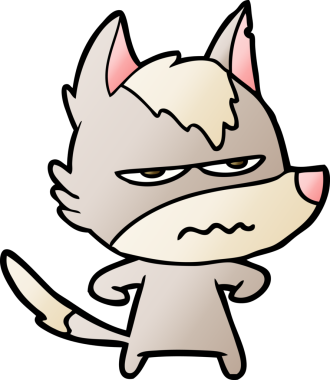 Bir insan tarafından çizilmiş rahatsız kurt çizgi filmi.