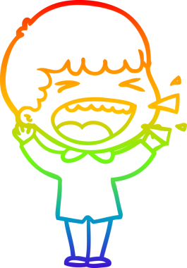 Gökkuşağının gradyan çizimi bir insan tarafından çizilmiş gülen bir adamın çizimi.