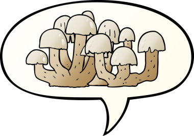 bir insan tarafından çizilmiş düzgün eğimli konuşma baloncuklu mantar mantarı.