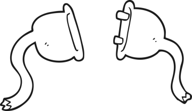 Bir insan tarafından çizilmiş siyah beyaz karikatür elektrik prizleri