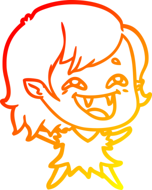 Bir insan tarafından çizilmiş gülen vampir kız çizgi filmi.