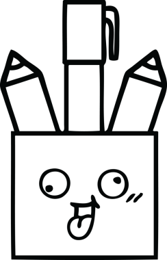 Bir insan tarafından çizilmiş kalem kabının çizgi çizimi