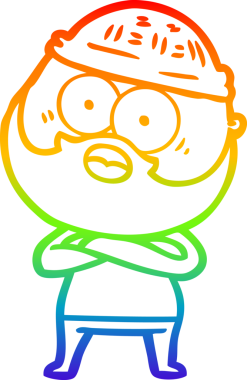 Gökkuşağı gradyan çizgi çizimi Bir insan tarafından çizilen sakallı adam şaşırttı