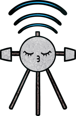 Bir insan tarafından çizilmiş bir uydunun retro grunge desen karikatürü