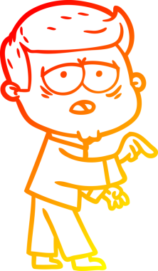 Bir insan tarafından çizilmiş, yorgun bir adamın çizgi çizimi.