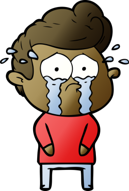 Bir insan tarafından çizilmiş ağlayan bir karikatür.