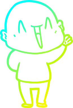 Bir insan tarafından çizilmiş, mutlu, kel bir adamın çizdiği soğuk çizgi.