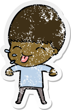 Bir insan tarafından çizilmiş kaba bir adamın sıkıntılı çıkartması.