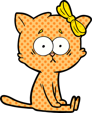 Bir insan tarafından çizilmiş çizgi film kedisi.