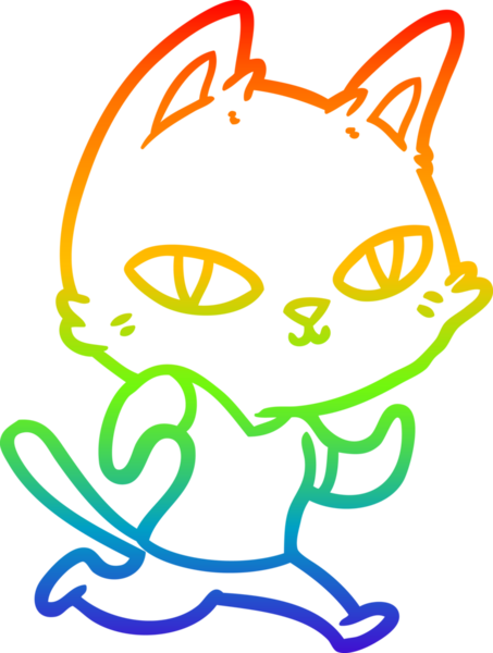 Gökkuşağı gradyan çizgi çizimi Bir insan tarafından çizilen çizgi film kedisi