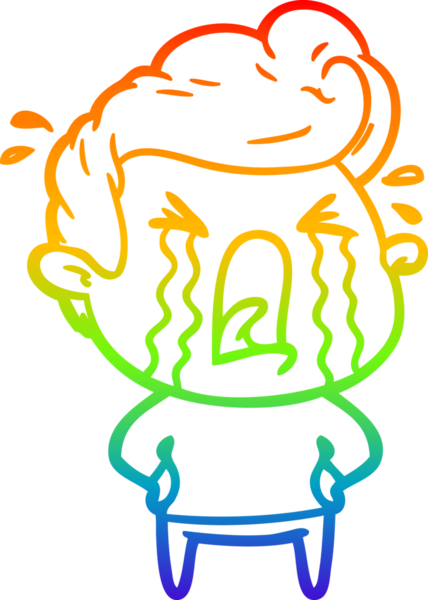 Bir insan tarafından çizilmiş ağlayan bir adamın çizdiği gökkuşağı gradyan çizgisi.