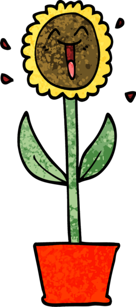 Grunge desenli çizim karikatür çiçeği bir insan tarafından çizildi.