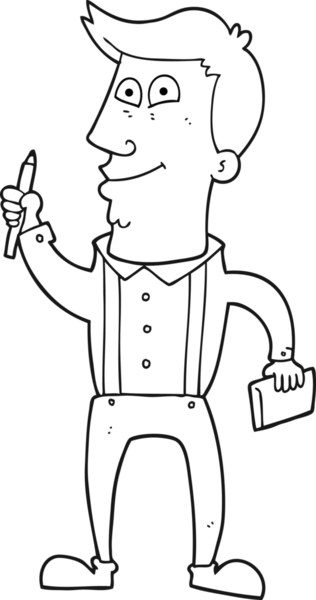 Bir insan tarafından çizilmiş defter ve kalemle çizilmiş siyah beyaz bir adam.