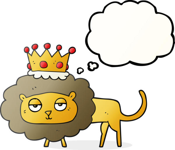 Bir insan tarafından çizilmiş serbest çizim balon karikatür aslanı.