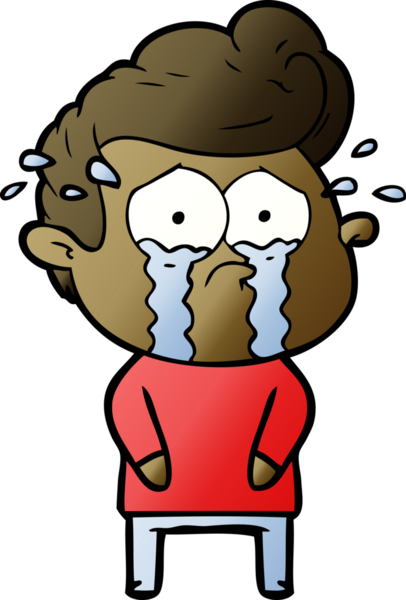 Bir insan tarafından çizilmiş ağlayan bir karikatür.