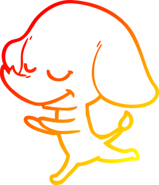 Bir insan tarafından çizilmiş gülümseyen bir filin sıcak çizgi çizimi