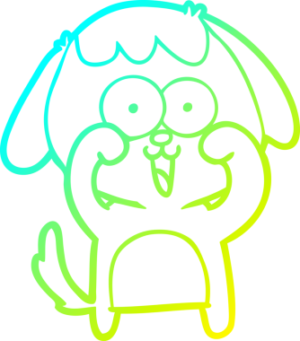 Bir insan tarafından çizilmiş şirin bir çizgi köpeğin soğuk gradyan çizgisi.