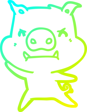 Bir insan tarafından çizilmiş kızgın çizgi film domuzu çizimi.