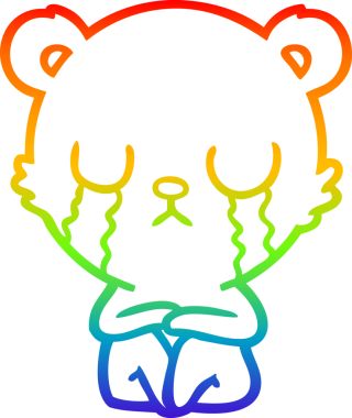 Bir insan tarafından çizilmiş ağlayan çizgi film ayısının çizimi.