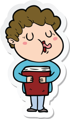 Bir insan tarafından çizilmiş şarkı söyleyen bir çizgi film karakterinin çıkartması.