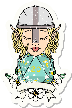 Retro Dövme Tarzı Elf Savaşçısı Doğal 20 zar atışıyla Bir insan tarafından çizilmiş