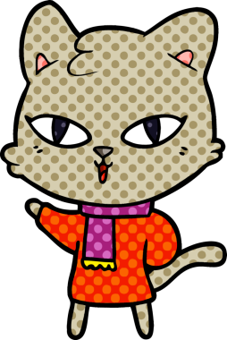 Bir insan tarafından çizilmiş çizgi film kedisi.