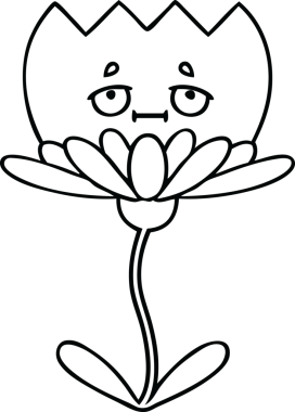 Bir insan tarafından çizilmiş bir çiçeğin çizgi çizimi