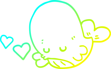 Bir insan tarafından çizilmiş aşık bir balinanın soğuk çizgi çizgisi.