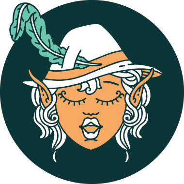 Bir insan tarafından çizilmiş elf şair karakteri simgesi