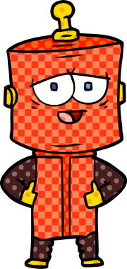 Bir insan tarafından çizilmiş çizgi film robotu