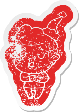 Mutlu çizgi film, Noel Baba şapkası takan bir adamın insan tarafından çizilmiş sıkıntılı çıkartması.