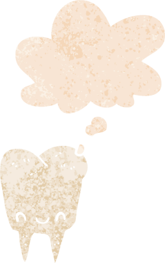 Düşünce baloncuğu ve grunge ile çizgi film dişleri bir insan tarafından çizilmiş rahatsız edilmiş retro dokuma tarzı